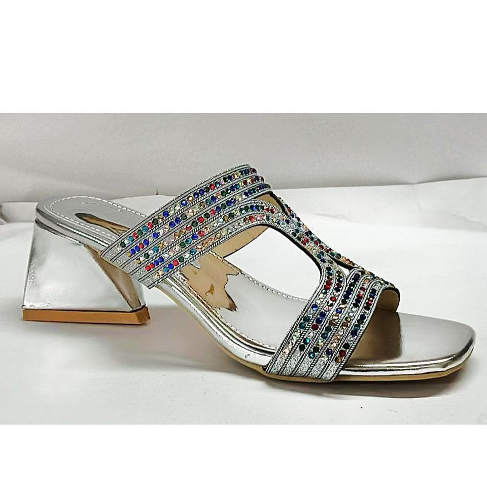 Women'S Kitten Heel sandals, LOCAL FAST-DELIVERY, open toes, Rhinestone embellishments, Kitten Heel, Non-slip, lightweight and comfortable Strappy sandals