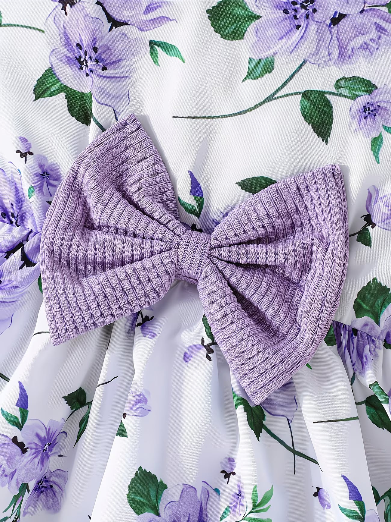 9M-8Y Sweety Girl Dress Set Floral Print Round Neck Bow A-Line Tank Dress Ruffled Ribbed Cardigan Children's Sets
