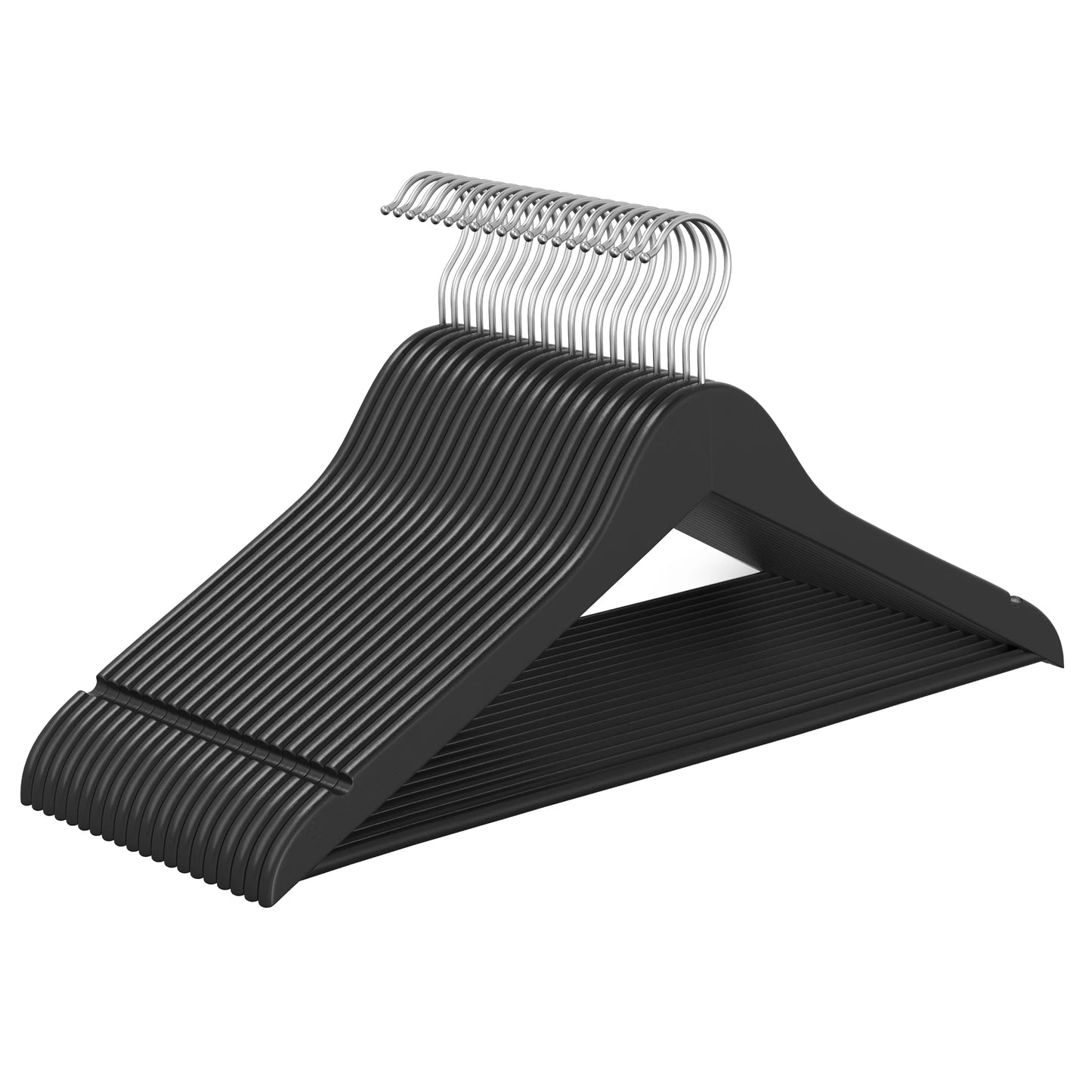 SONGMICS Set of 20 Clothes Hangers, Solid Birch Wood, 360° Swivel Hooks, Space Saving for Wardrobe