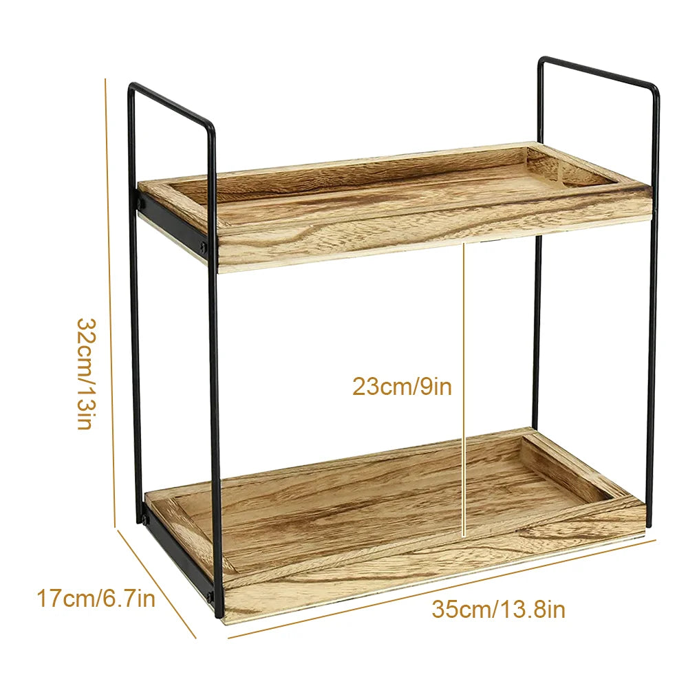2/3 Tiers Countertop Shelf Kitchen Spice Storage Rack Space Saving Organizer Display Tray for Kitchen & Bathroom