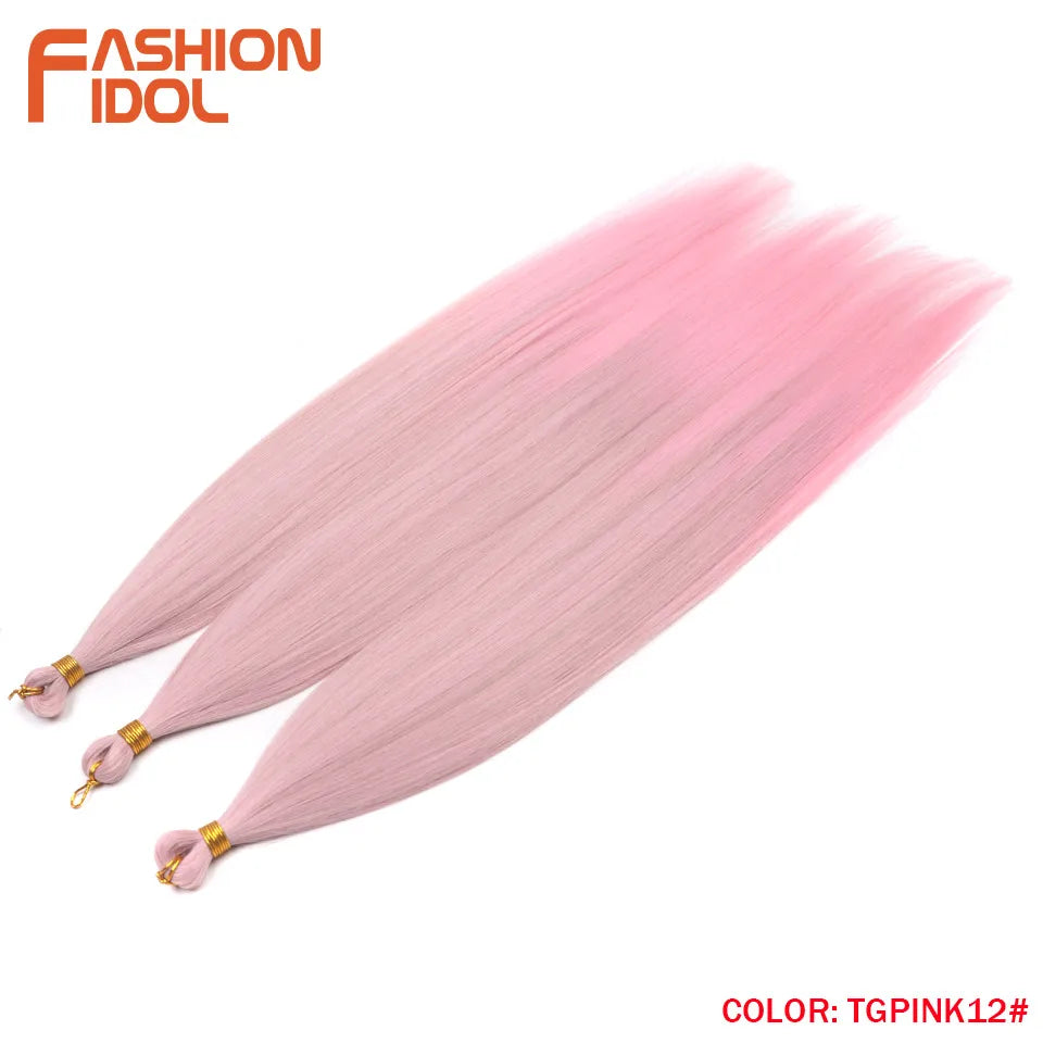 28" 3PCS Ariel Straight Pony Hair Bundles Crochet Braids Hair Synthetic Braiding Hair Ombre Silver Grey Crochet Hair Extensions