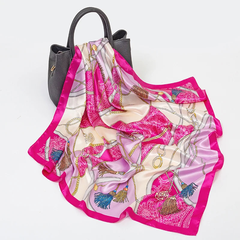 Silk Hair Scarf Scarftop Women Summer Satin Headscarf Foulard Bandana Cheveux Soft Neckerchief Hijab For Ladies