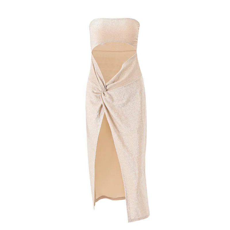 Candyhot Sexy Sleeveless Slit Dress Hollow Out Elegant Skinny Women Long Dresses Summer 2024 Fashion Ladies Party Club Vestidos