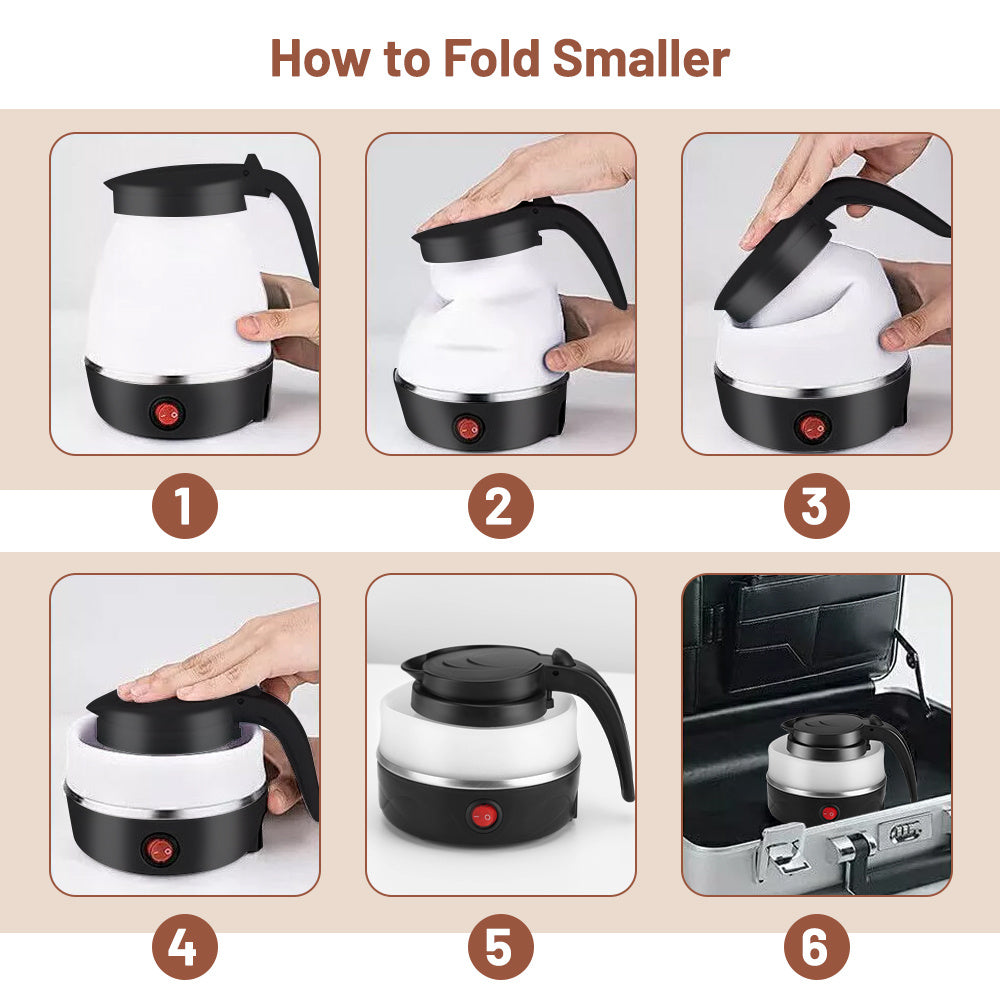 Foldable Electric Kettle-700ML Foldable Travel Kettle, Collapsible Water Bottle,Foldable Kettle Camping for boiling water,Portable Hot Water Kettle Perfect for Home, hotel, Outdoor Camping, Travel, Picnics, RV Trips, cars. Ch