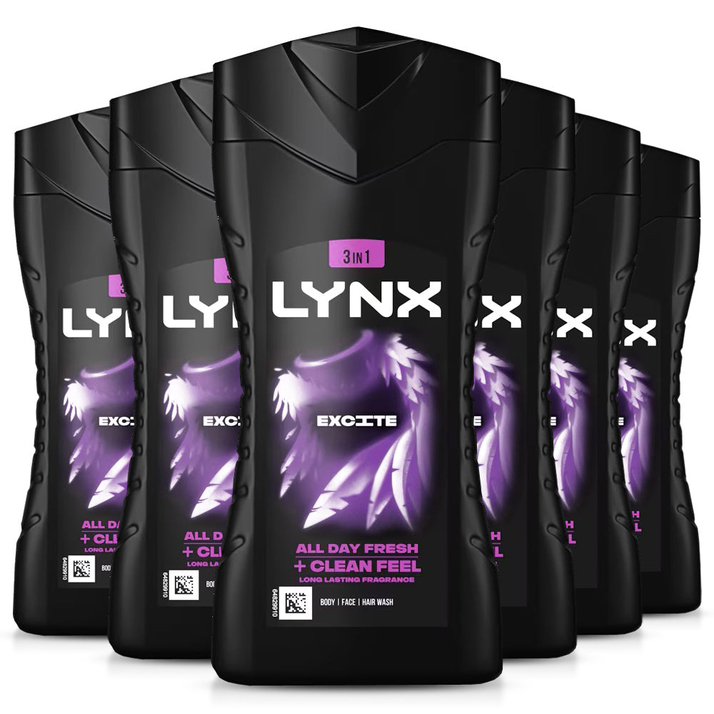 Lynx Excite Shower Gel 225ml - Pack of 6