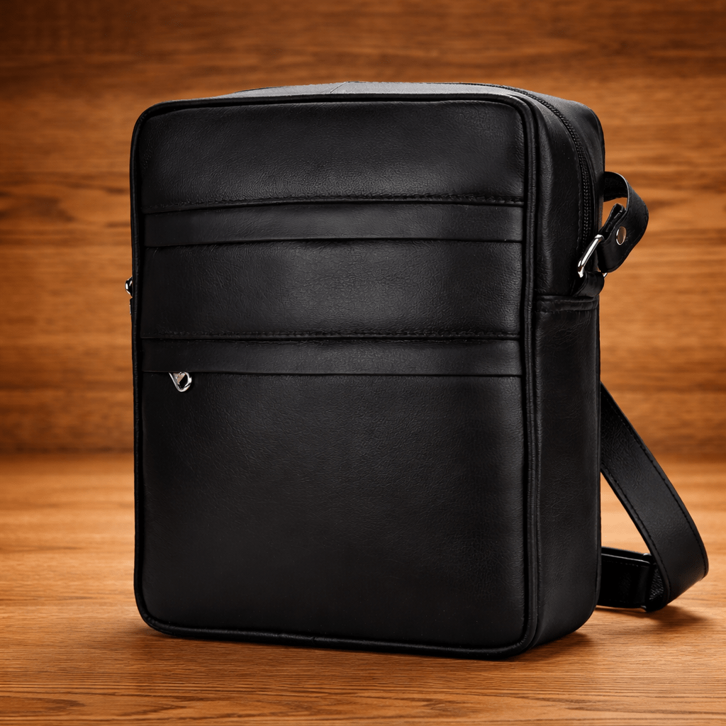 Genuine Leather Crossbody Bag for Men & Women – Small Travel Shoulder Messenger Bag with Multiple Zip Pockets, Adjustable Strap, Compact Everyday Man Bag