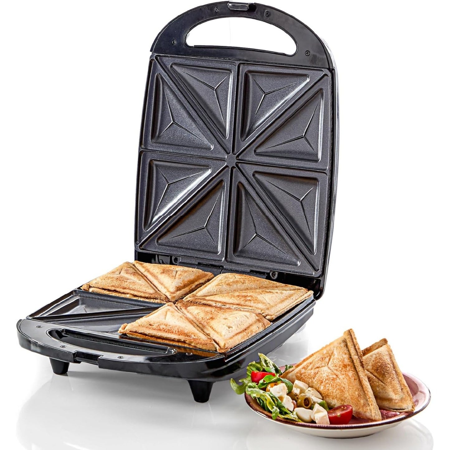 4 Slice Toastie Maker/Easy Clean Non Stick Sandwich Toaster Electric Sandwich Maker & Panini Press – 1400W High Power Indoor Grill with Non-Stick Floating Plates, Uniform Rapid Heating, Cool Touch Handle, Compact Kitchen To