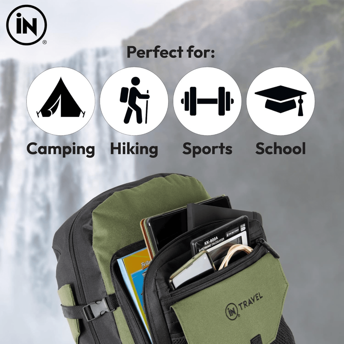 Waterproof Travel Backpack for Men and Women - Camping, Hiking, School - 43x30x28cm