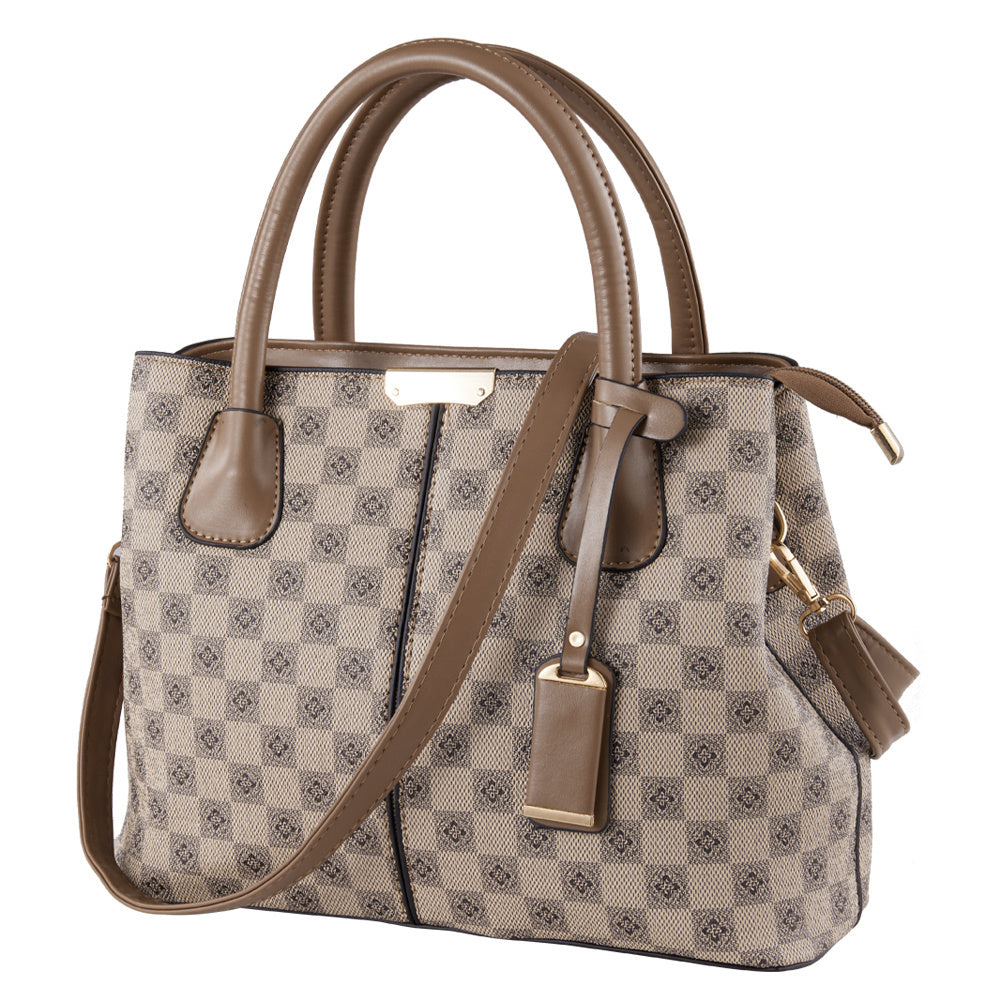All-Occasion Flower Pattern Handbag Beige, Ladies Retro Satchel with Top Handle and Adjustable Strap, Secure Zippered Hobo Purse Design, Versatile Tote Bag for Daily Use and Special Events