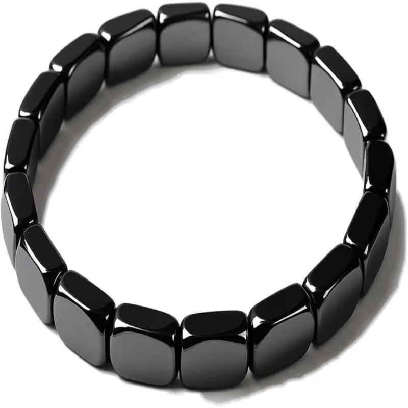 Hematite Bracelet Men'S Round bead black bracelet elastic black stone bracelet irregular shaped bracelet, Suitable for Various Occasions Valentine'S Day gift