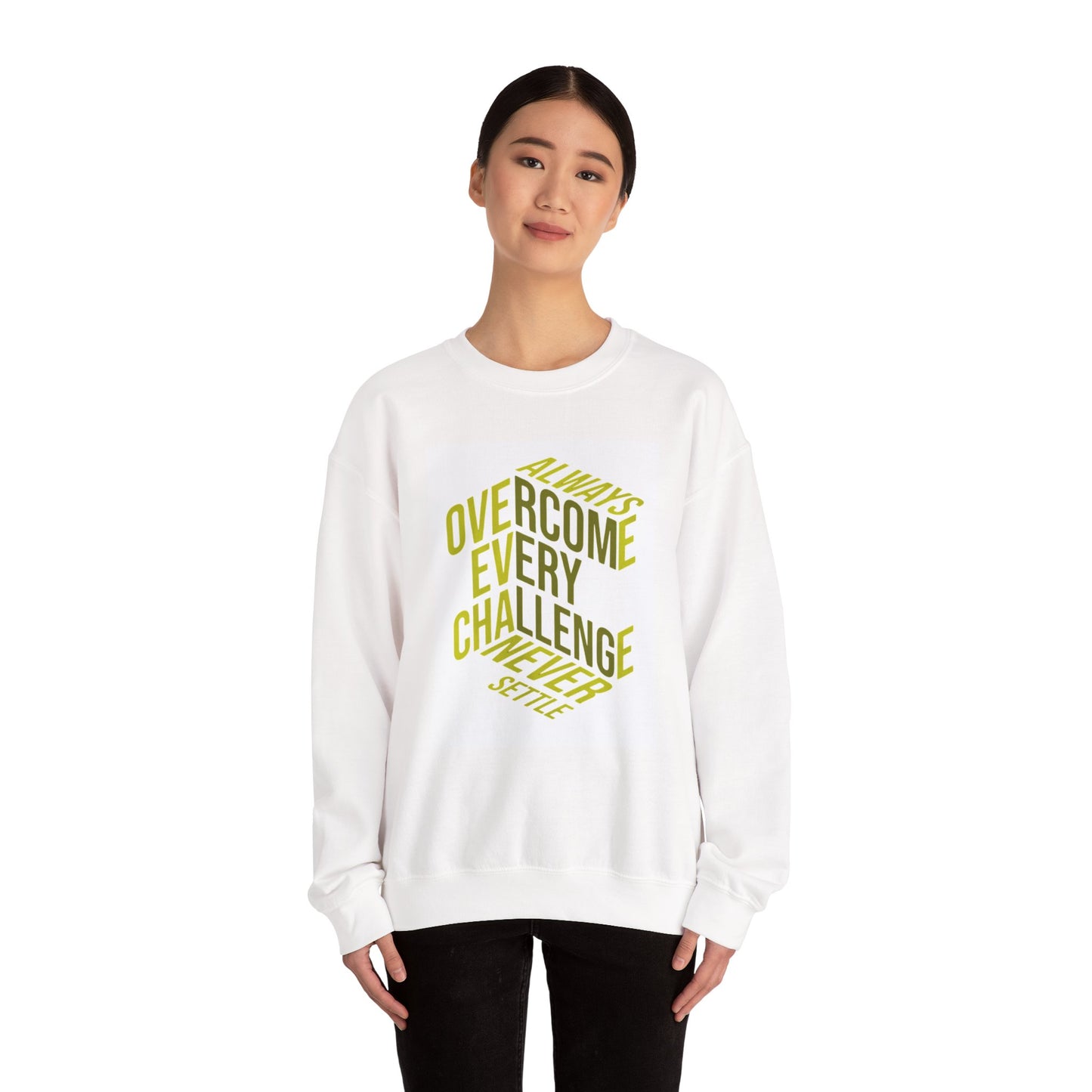 Motivational Crewneck Sweatshirt - Overcome Every Challenge, Inspirational Gift, Cozy Everyday Wear, Unisex Sweatshirt, Uplifting Apparel