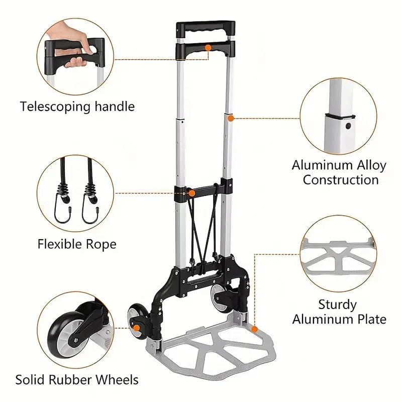 A Heavy-duty Lightweight Folding Handbag Trolley Cart With Wheels Weighing 80 Kilograms.