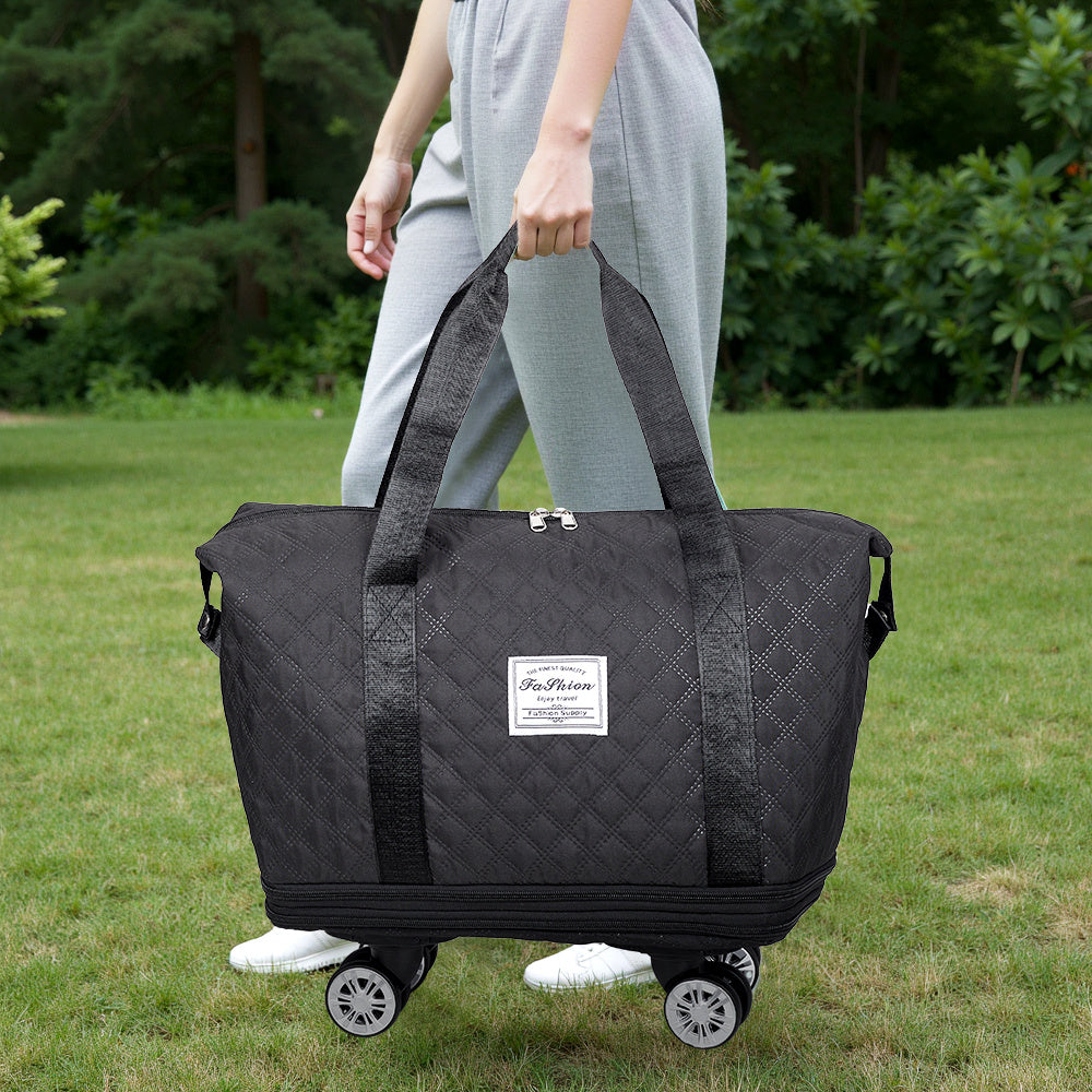Travel Tote Bag with Detachable Wheels, Multifunctional Travel Bag with A Partition Section, Expandable Luggage Bag, Large Capacity Travel Duffle Bag Gym Tote Bags, Shoulder Bag, Gift for Wife and Parents