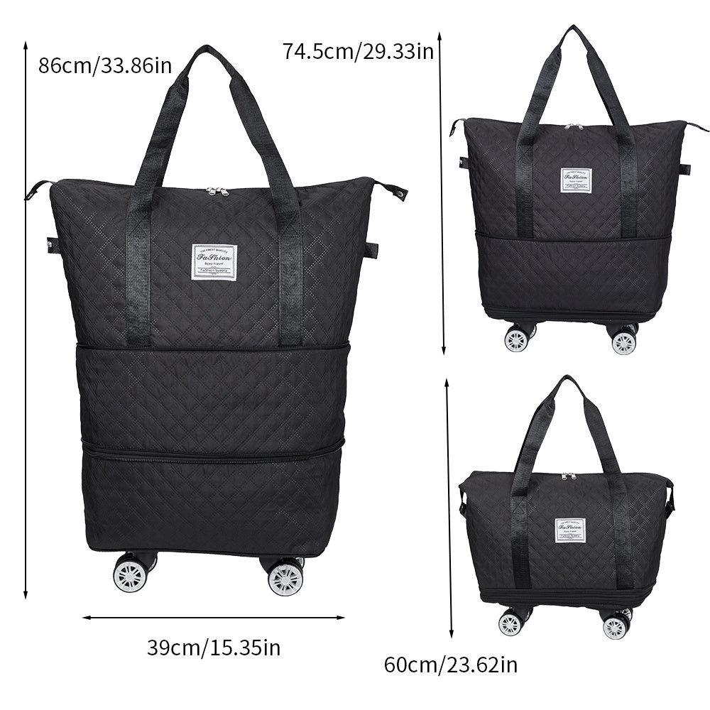 Travel Tote Bag with Detachable Wheels, Multifunctional Travel Bag with A Partition Section, Expandable Luggage Bag, Large Capacity Travel Duffle Bag Gym Tote Bags, Shoulder Bag, Gift for Wife and Parents