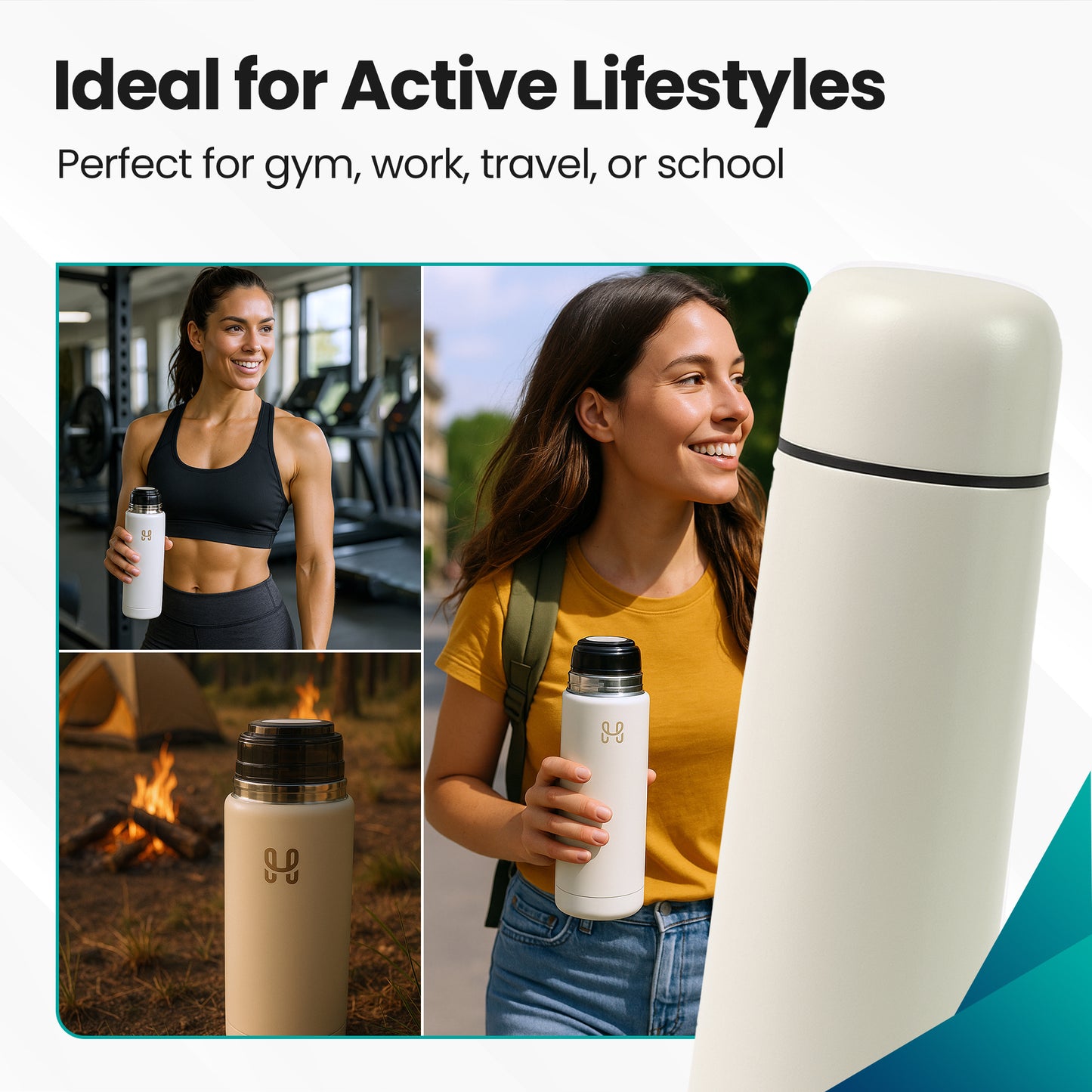 Loch & Skye Vacuum Insulated Flask Stainless Steel Double Walled Thermo Bottle Leakproof BPA-Free Water Hot and Cold Drink Flask for Office, Hiking, Camping and Travel Use