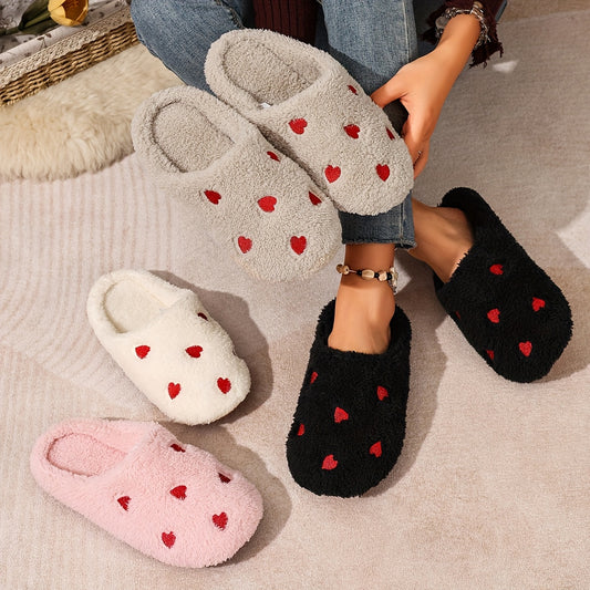 Soft-Soled Heart Warm Slippers - Noise-Free Slippers - Super Soft and Lightweight - Suitable for Use on Floors or Carpets, Women Shoes