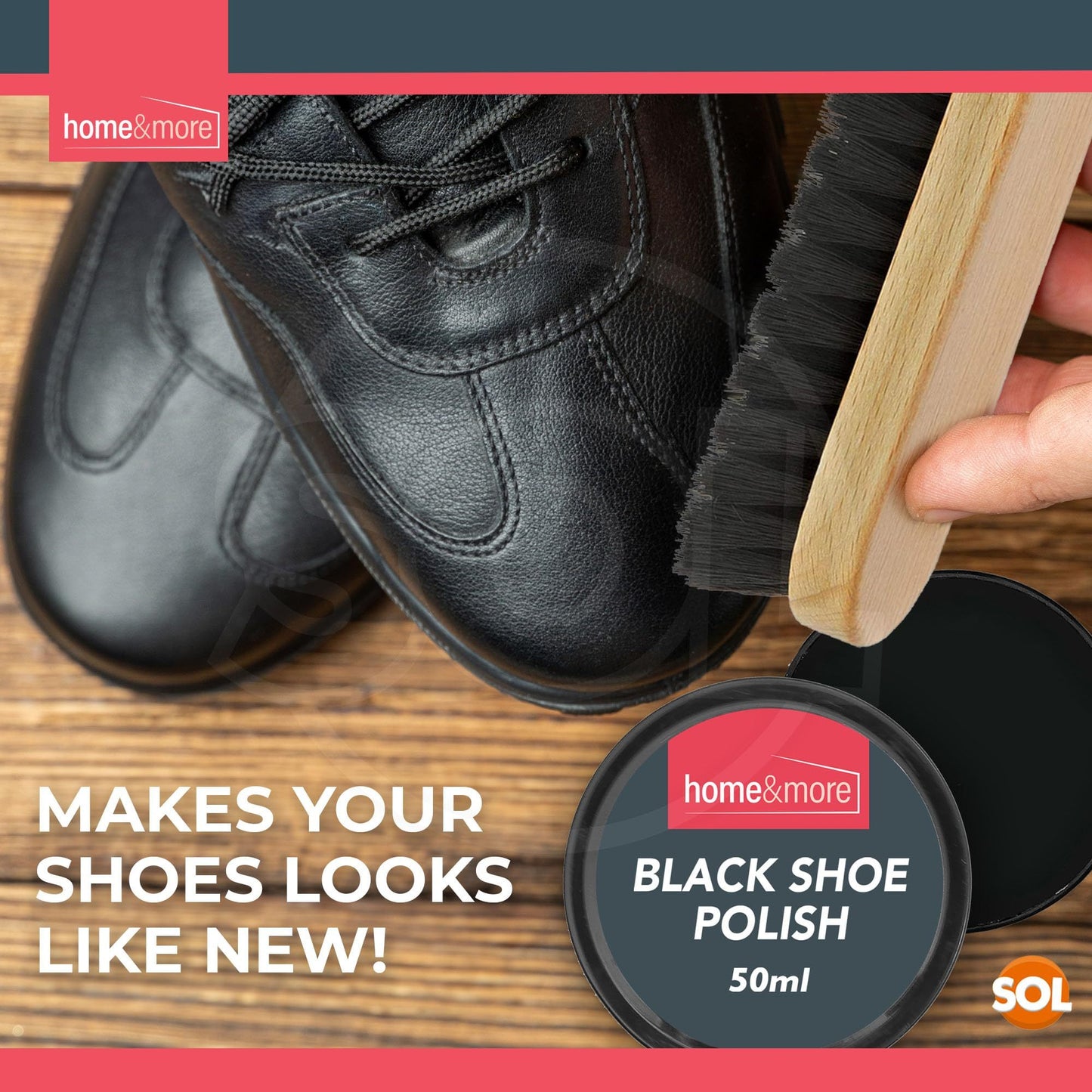 2 Pack Shoe Brush Set & 3 Tins Black Shoe Polish | Leather Boot Polish Kit with Soft & Stiff Brushes | Wax-Based Leather Care Kit for Cleaning, Conditioning, Shine & Scuff Covering | Formal Shoe & Boot Maintenance Set