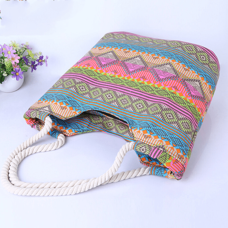 Canvas Summer Beach Tote Shoulder Shopping Travel Bag for Women Girls Ladies