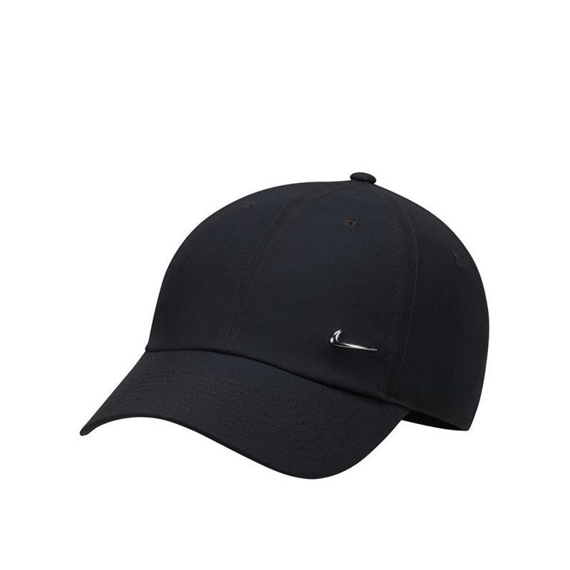 Nike Unisex All-Season Quick-Dry Logo Cap - Breathable Adjustable Snapback Hat for Men & Women, Black with White Emblem, Metal Swoosh Cap Nike Brand Design (Hand Wash Only)