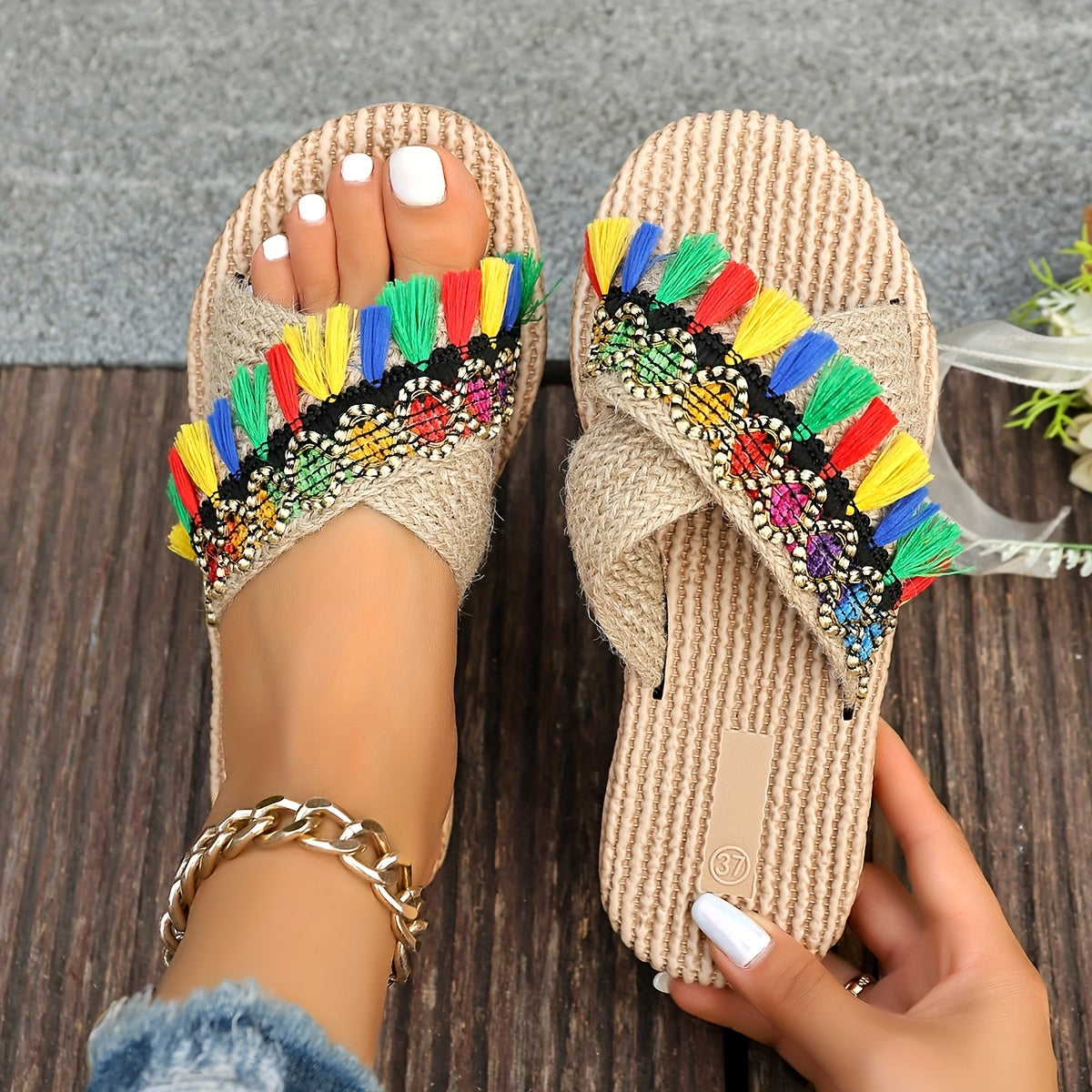 New European and American Style Women's Sandals, Summer Comfortable Non-Slip Casual Fashion Outdoor Slippers, Women Shoes