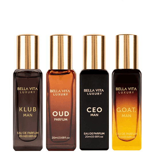 Bellavita Luxury with CEO Man, Klub, Oud, and G.O.A.T. Men Gift Set 4*20ML EDP Long Lasting Cologne perfume