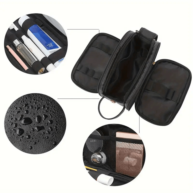 1pc Men's Multi Functional Genuine Cowhide Leather Toiletry Bag, Large Capacity Travel Bag, Retro Handbag For Men's Makeup Bag, Large Capacity Storage Bag