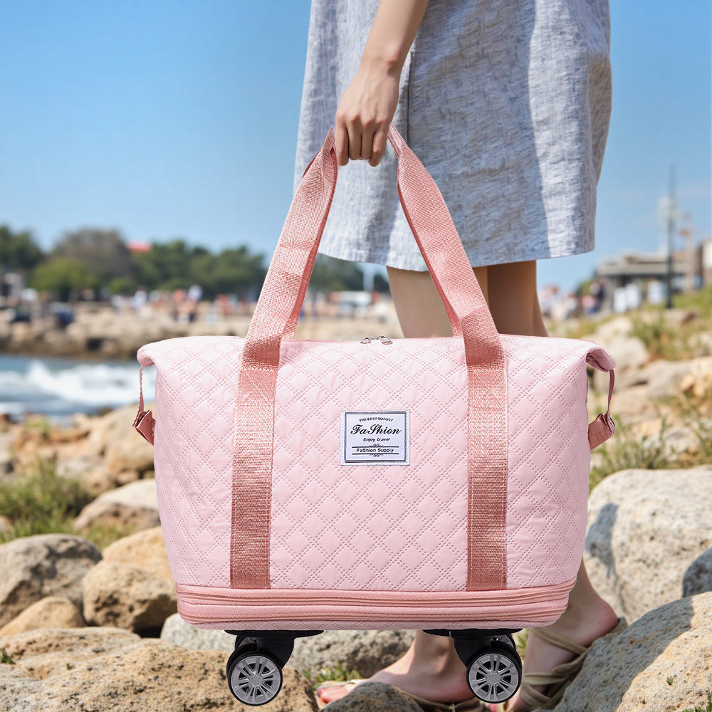 Travel Tote Bag with Detachable Wheels, Multifunctional Travel Bag with A Partition Section, Expandable Luggage Bag, Large Capacity Travel Duffle Bag Gym Tote Bags, Shoulder Bag, Gift for Wife and Parents