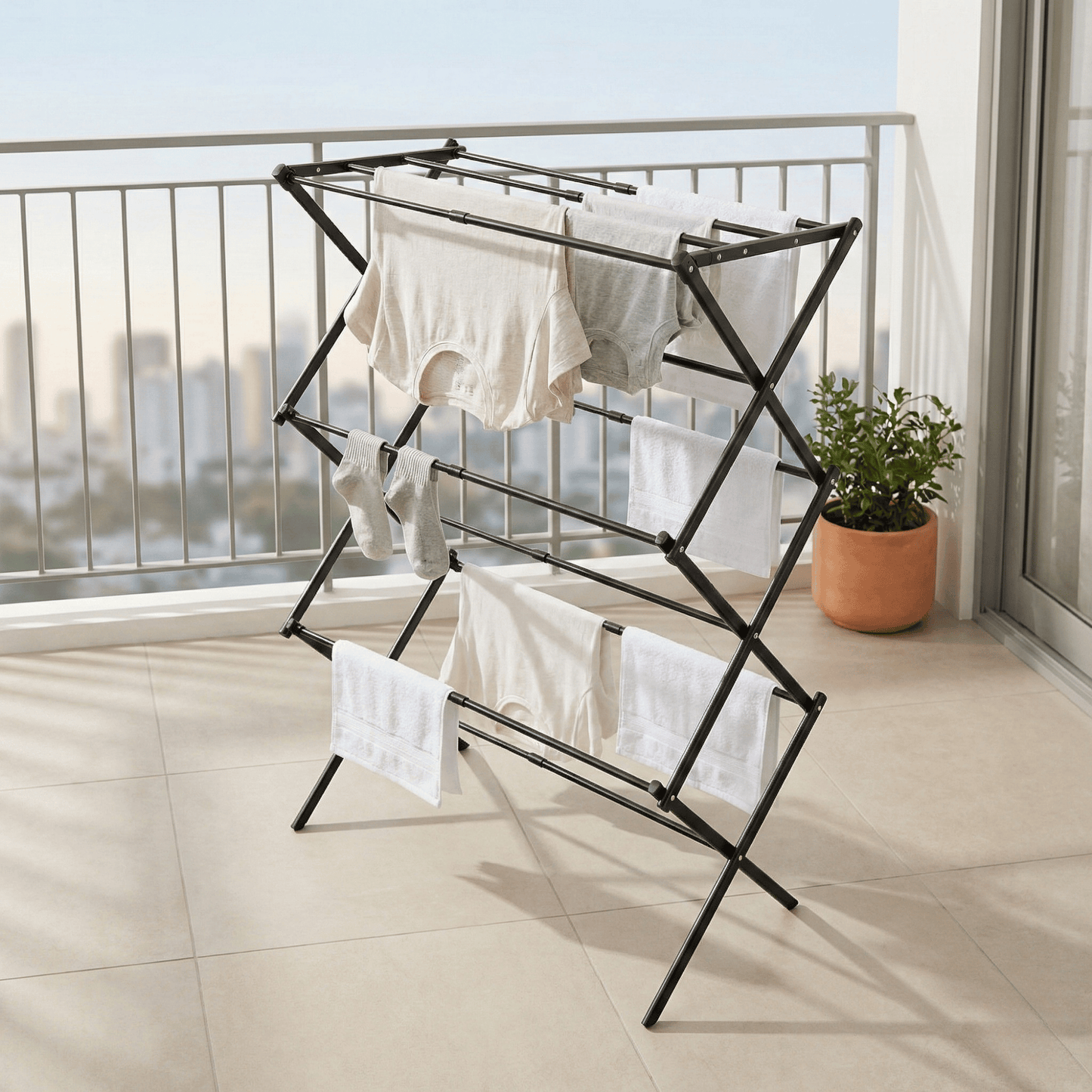 Extendable Clothes Airer Dryer – 3 Tier Metal Laundry Drying Rack for Indoor & Outdoor Use