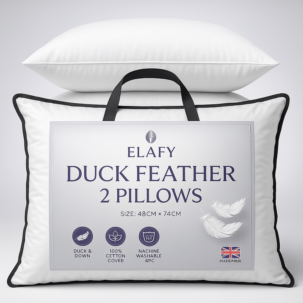 Duck Feather & Down Pillows Extra Filled Hotel Quality 100% Soft Luxury Microfiber Pack of 1or 2 & 4