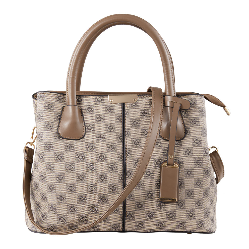 All-Occasion Flower Pattern Handbag Beige, Ladies Retro Satchel with Top Handle and Adjustable Strap, Secure Zippered Hobo Purse Design, Versatile Tote Bag for Daily Use and Special Events