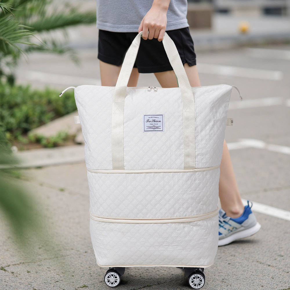 Travel Tote Bag with Detachable Wheels, Multifunctional Travel Bag with A Partition Section, Expandable Luggage Bag, Large Capacity Travel Duffle Bag Gym Tote Bags, Shoulder Bag, Gift for Wife and Parents