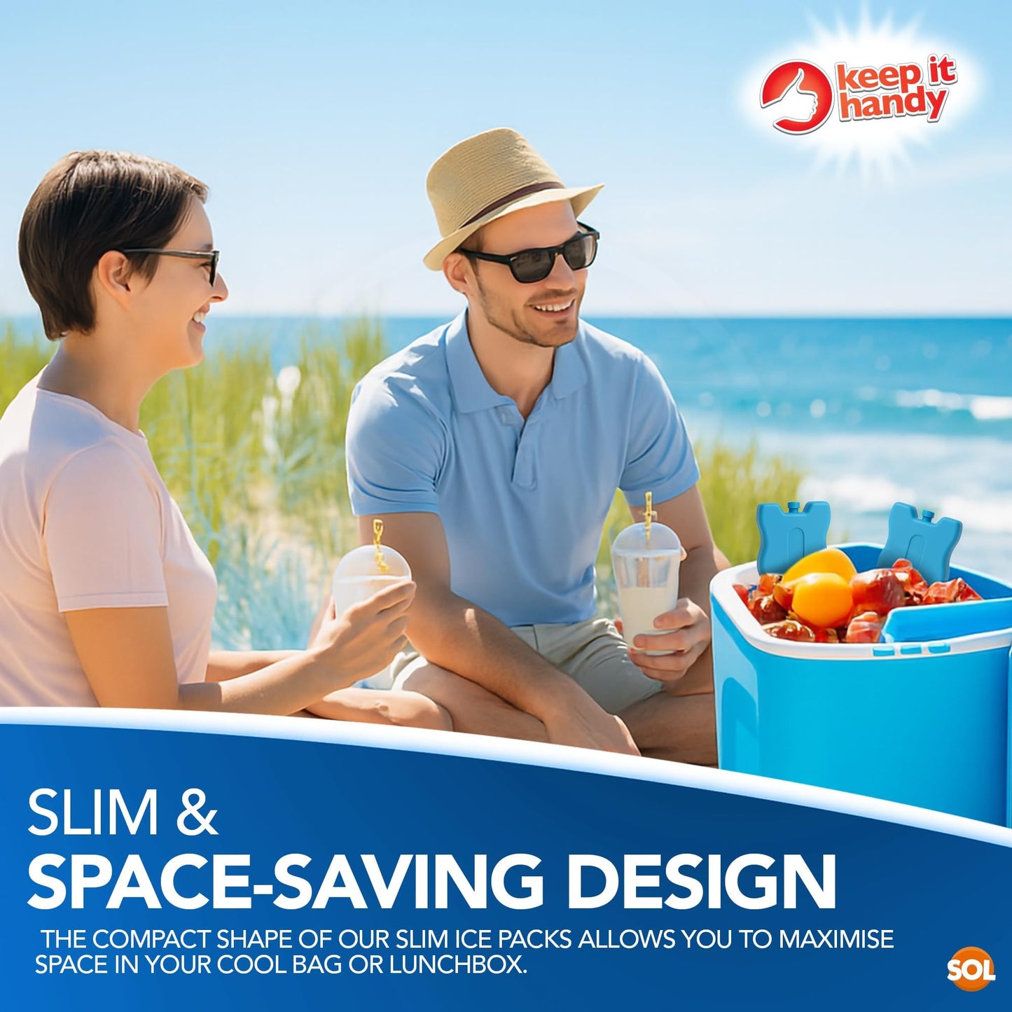 SOL 4pk Freezer Blocks for Cool Bags | Reusable Ice Packs for Cool Boxes, Lunch Bags & Food Containers | Compact & Lightweight Cooling Blocks for Picnics, Camping, Travel & Work