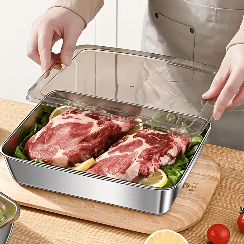 6/3pcs Stainless Steel Food Storage Containers Leak-Proof Stackable Space-Saving Airtight Lid for Freshness Ideal for Meal Prep Fruits Meats Veggies Leftovers Fridge Freezer Pantry Easy Clean Reusable Containers Ideal for Hom