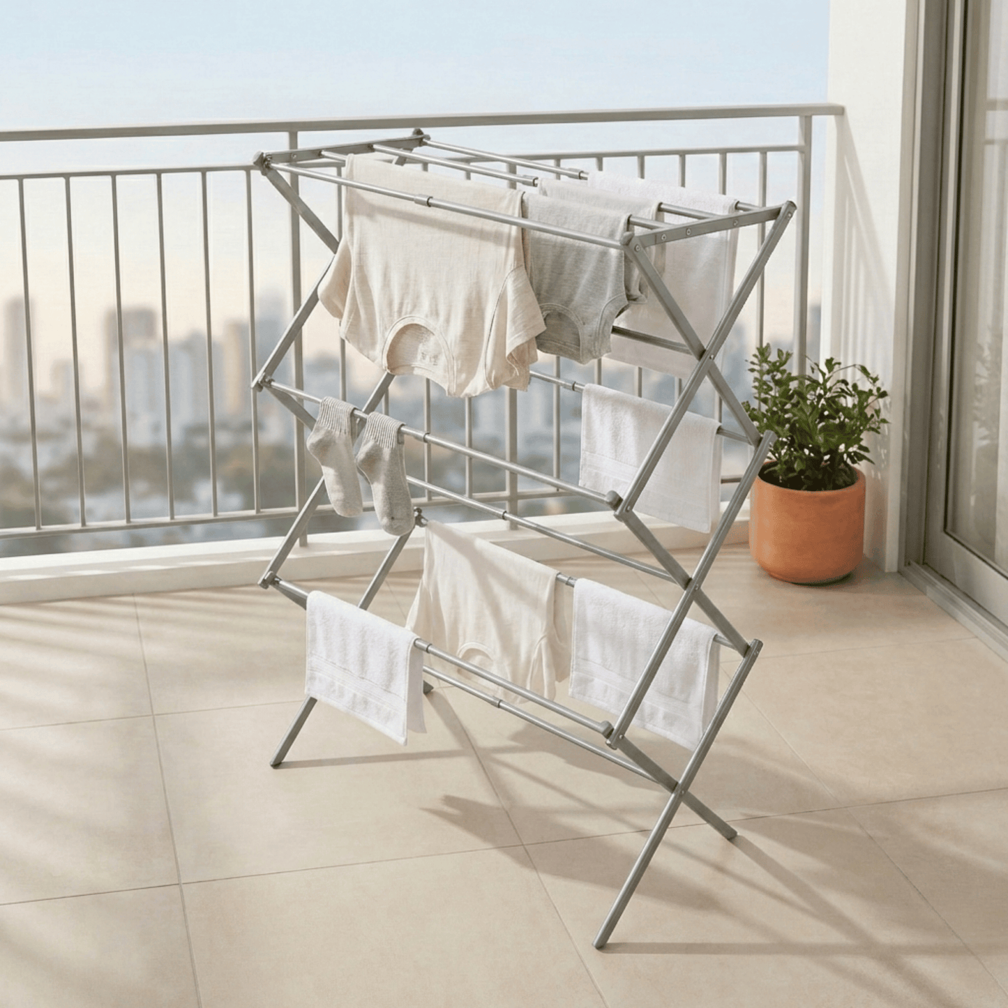 Extendable Clothes Airer Dryer – 3 Tier Metal Laundry Drying Rack for Indoor & Outdoor Use