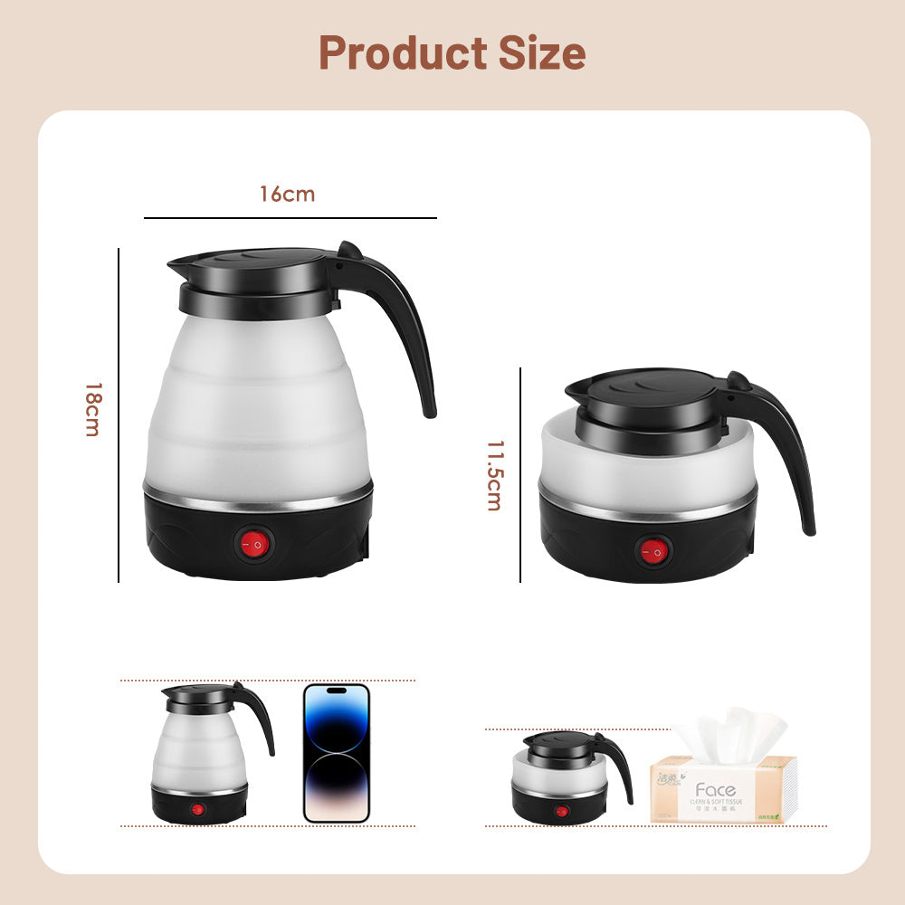 Foldable Electric Kettle-700ML Foldable Travel Kettle, Collapsible Water Bottle,Foldable Kettle Camping for boiling water,Portable Hot Water Kettle Perfect for Home, hotel, Outdoor Camping, Travel, Picnics, RV Trips, cars. Ch
