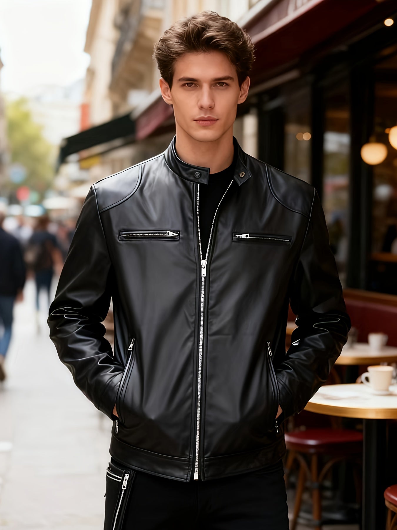Men's Bomber Pilot Jacket - Zipper, Zipper, Baseball Collar, Windproof for Spring and Autumn Outdoor Wear, Daily Casual Wear | Pullover Style | Zipper, Bomber Jacket