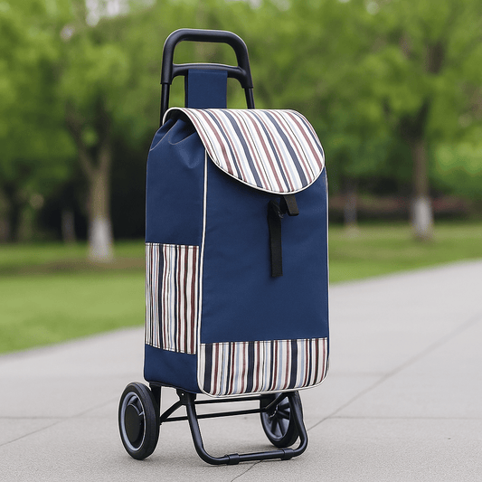 Foldable Shopping Cart Replacement Bag For Shopping Trolley Cart Lightweight Portable Bags for Grocery Stores, Supermarkets, Errands Household Chores Travel Sturdy Handle + Side Pockets Blue