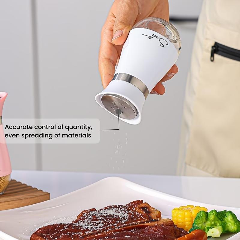 4-piece set (2 bottles + 2 caps) of adorable glass salt and pepper shakers. 4 oz (approx. 113.4g) glass salt and pepper shakers with stainless steel caps, suitable for kitchen dining tables, RVs, camping, and BBQs. Condiment
