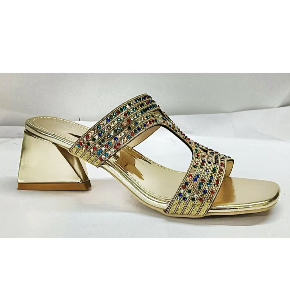 Women'S Kitten Heel sandals, LOCAL FAST-DELIVERY, open toes, Rhinestone embellishments, Kitten Heel, Non-slip, lightweight and comfortable Strappy sandals