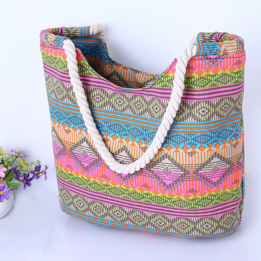 Canvas Summer Beach Tote Shoulder Shopping Travel Bag for Women Girls Ladies