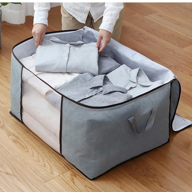 90L Large Capacity Folding Clothes Storage Trunks, 24 Gallon Storage Containers Bags with Reinforced Handle, Clear Window, Sturdy Zipper, Closet Organizer for Blanket, Comforter, Pillow, Bedding Organizer Bin Under-Bed Storag