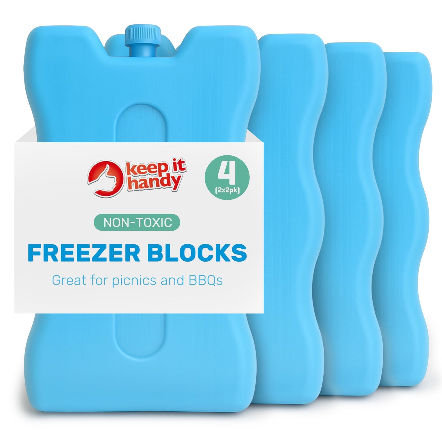 SOL 4pk Freezer Blocks for Cool Bags | Reusable Ice Packs for Cool Boxes, Lunch Bags & Food Containers | Compact & Lightweight Cooling Blocks for Picnics, Camping, Travel & Work