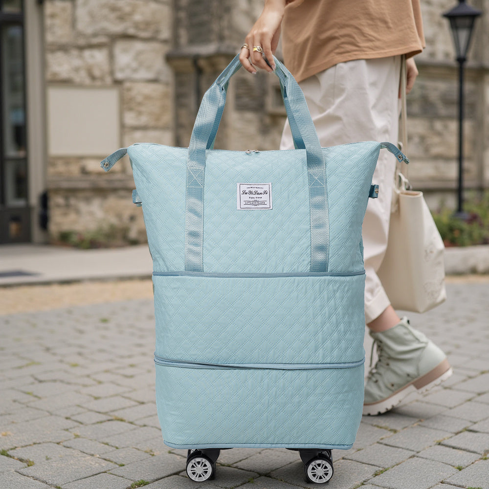 Travel Tote Bag with Detachable Wheels, Multifunctional Travel Bag with A Partition Section, Expandable Luggage Bag, Large Capacity Travel Duffle Bag Gym Tote Bags, Shoulder Bag, Gift for Wife and Parents