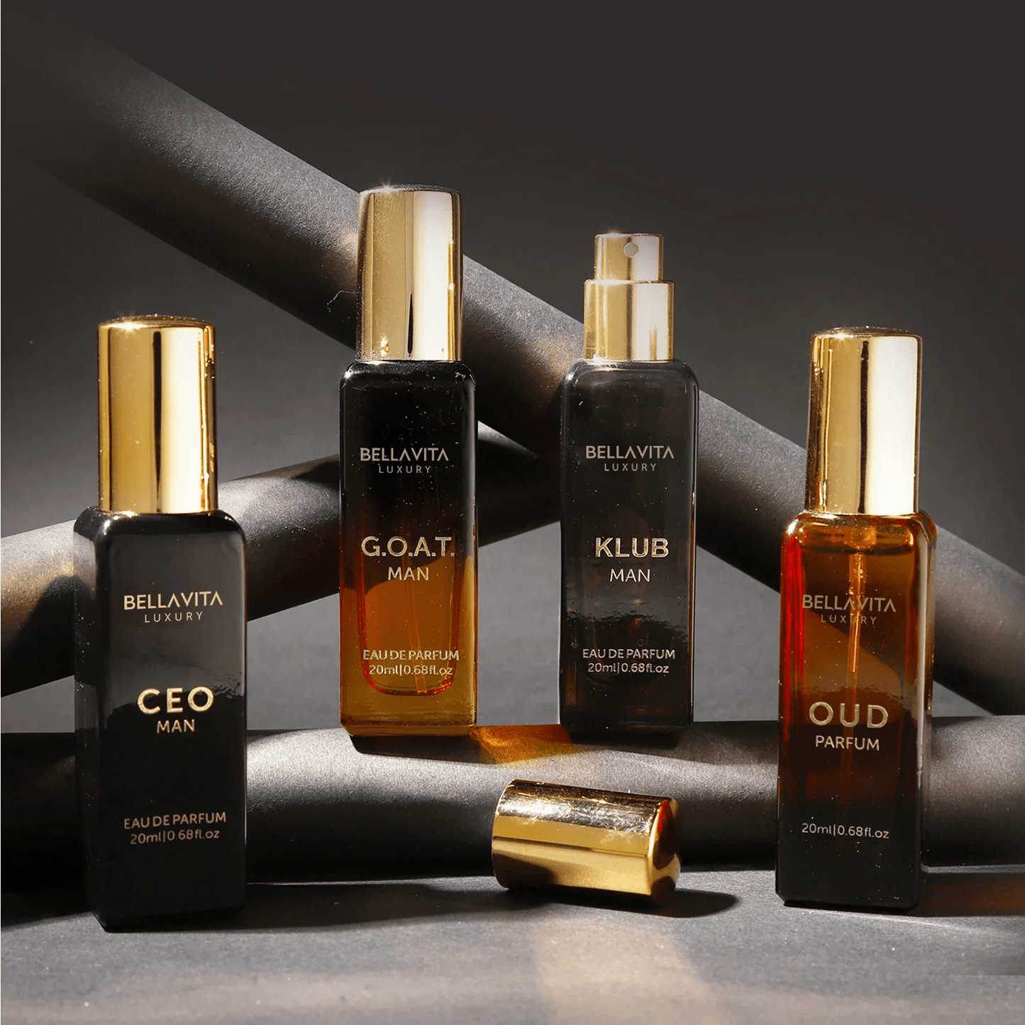 Bellavita Luxury with CEO Man, Klub, Oud, and G.O.A.T. Men Gift Set 4*20ML EDP Long Lasting Cologne perfume
