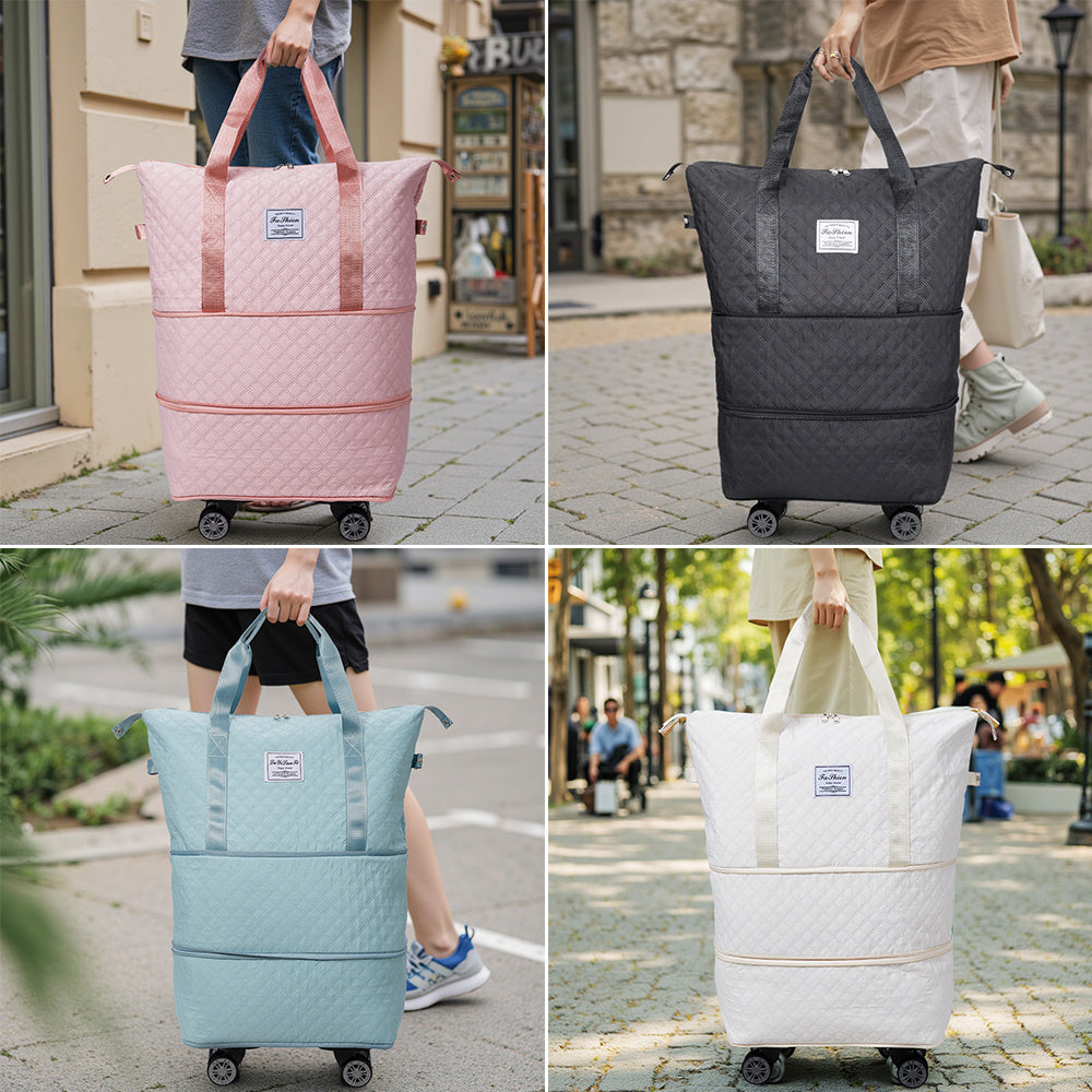 Travel Tote Bag with Detachable Wheels, Multifunctional Travel Bag with A Partition Section, Expandable Luggage Bag, Large Capacity Travel Duffle Bag Gym Tote Bags, Shoulder Bag, Gift for Wife and Parents
