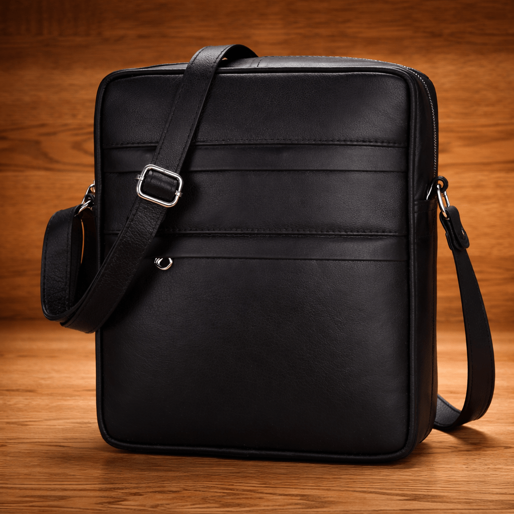 Genuine Leather Crossbody Bag for Men & Women – Small Travel Shoulder Messenger Bag with Multiple Zip Pockets, Adjustable Strap, Compact Everyday Man Bag