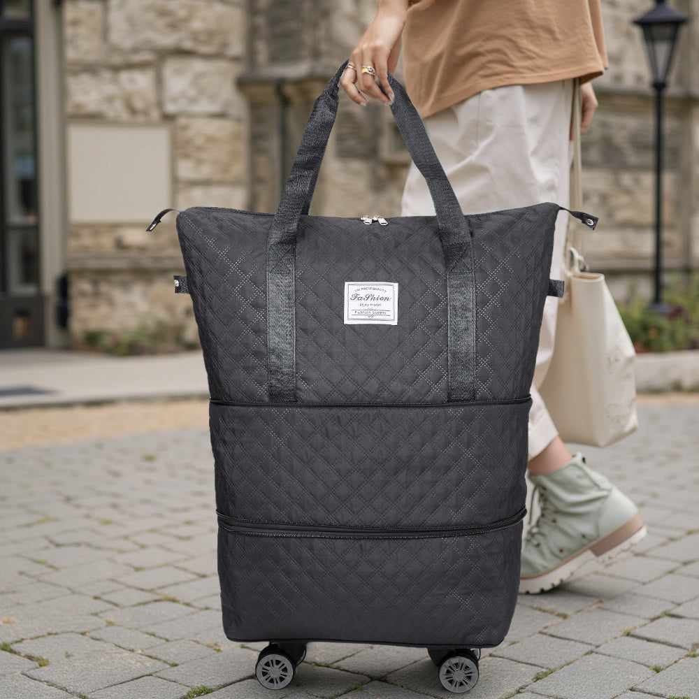 Travel Tote Bag with Detachable Wheels, Multifunctional Travel Bag with A Partition Section, Expandable Luggage Bag, Large Capacity Travel Duffle Bag Gym Tote Bags, Shoulder Bag, Gift for Wife and Parents