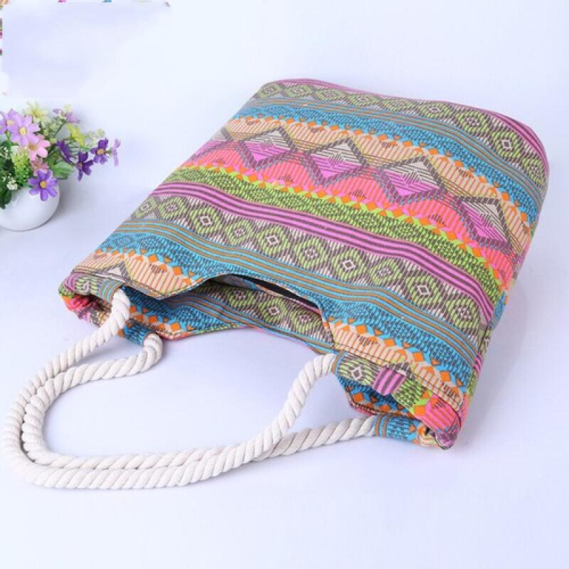 Canvas Summer Beach Tote Shoulder Shopping Travel Bag for Women Girls Ladies