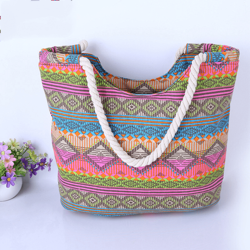Canvas Summer Beach Tote Shoulder Shopping Travel Bag for Women Girls Ladies