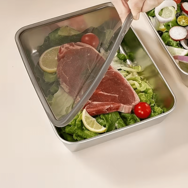 6/3pcs Stainless Steel Food Storage Containers Leak-Proof Stackable Space-Saving Airtight Lid for Freshness Ideal for Meal Prep Fruits Meats Veggies Leftovers Fridge Freezer Pantry Easy Clean Reusable Containers Ideal for Hom